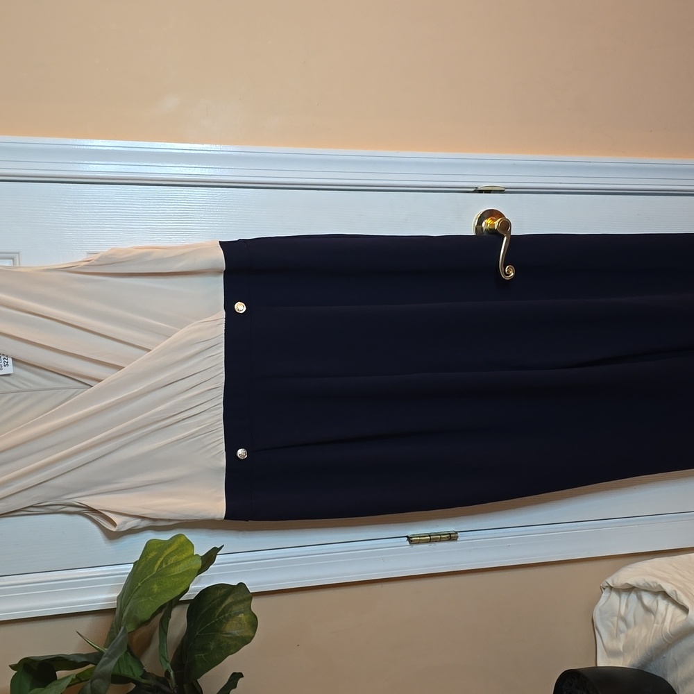 Elegant Ivory and Navy Jumpsuit